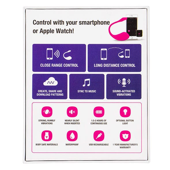 Lovense - Lush 2 App-Controlled Bullet Egg Vibrator (Pink) Wireless Remote Control Egg (Vibration) Rechargeable 728360599544 CherryAffairs