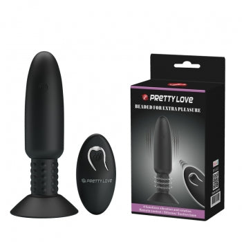 Pretty Love - Beaded Remote Control Vibrating Rotating Butt Plug (Black) - Black - Remote Control Anal Plug (Vibration)