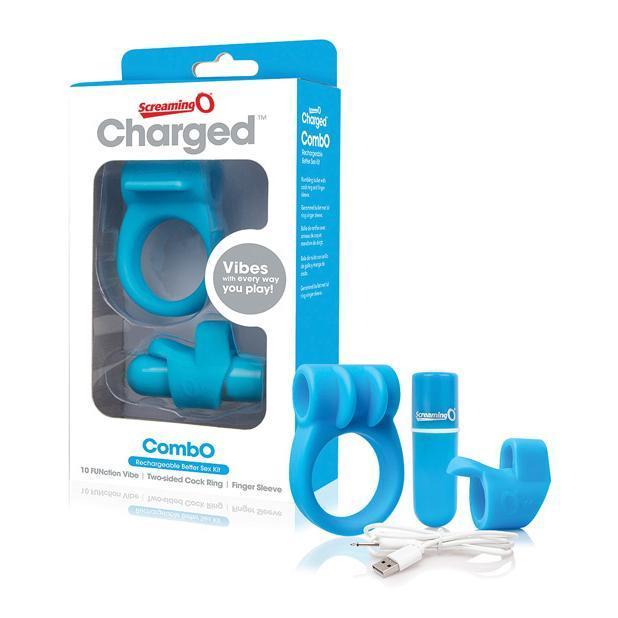 TheScreamingO - Charged CombO Rechargeable Better Sex Kit (Blue) Silicone Cock Ring (Vibration) Rechargeable Singapore