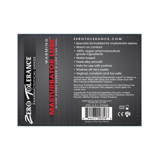 Zero Tolerance - Pharmaceutical Grade Warming Masturbator Lube 2 oz Warming Lube 626138036 CherryAffairs