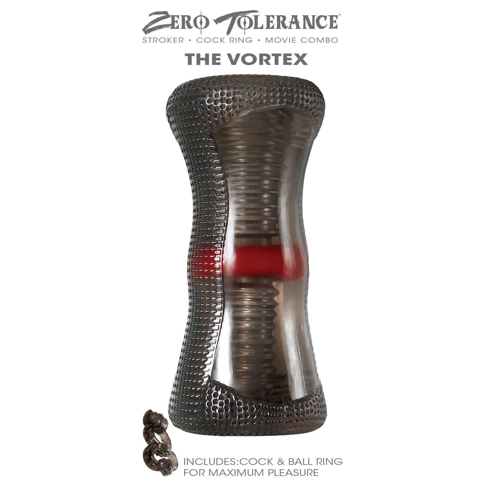 Zero Tolerance - The Vortex Soft Stroker with Vibrating Cock Ring (Black) - Black - Masturbator Soft Stroker (Non
