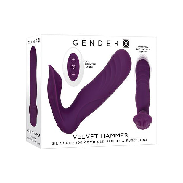 Evolved - Gender X Velvet Hammer Remote Thursting Thumping Strapless Strap On (Purple) - Purple - Strap On with Dildo