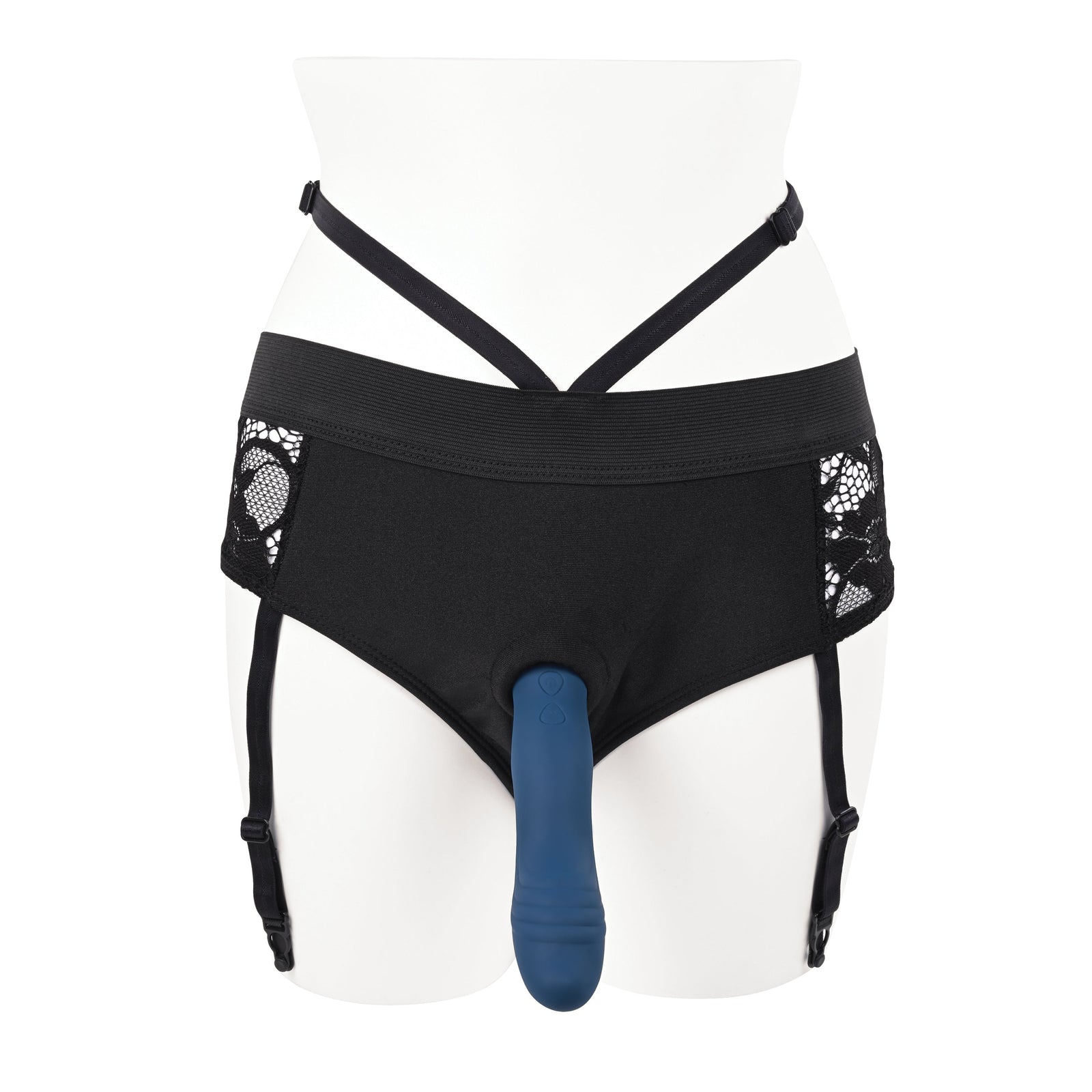 Evolved - Gender X Snuggle Up Remote Vibrating Strap On (Blue) - Blue - Strap On with Dildo for Reverse Insertion