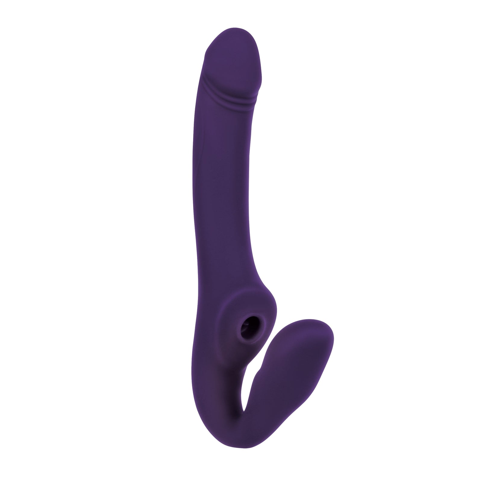 Evolved - 2 Become 1 Remote Tongue Licking Clitoral Air Stimulator Dildo (Purple) - Purple - Strap On with Dildo