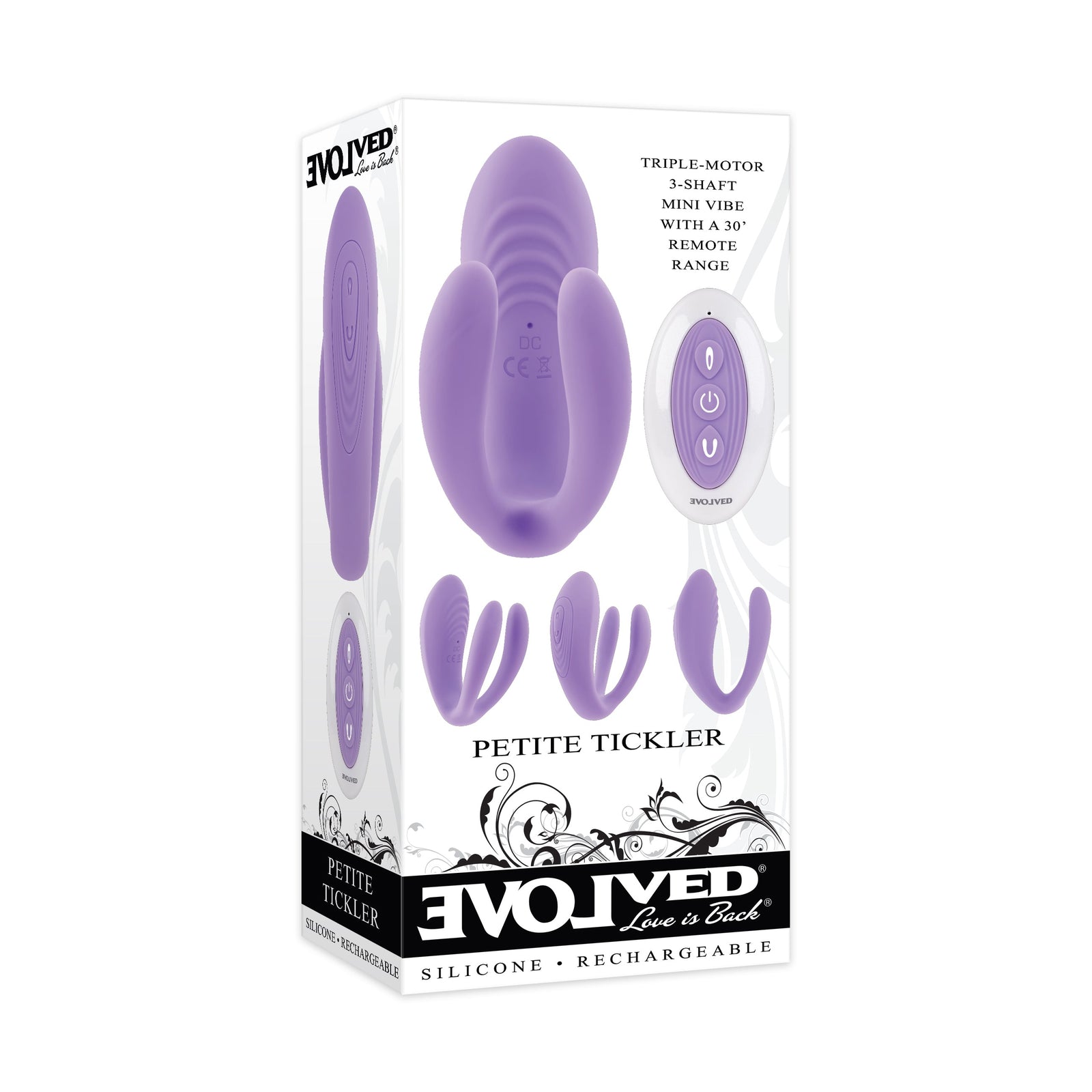 Evolved - Petite Tickler Remote Triple Motor Mini Vibe (Purple) - Purple - Couple’s Massager (Vibration) Rechargeable