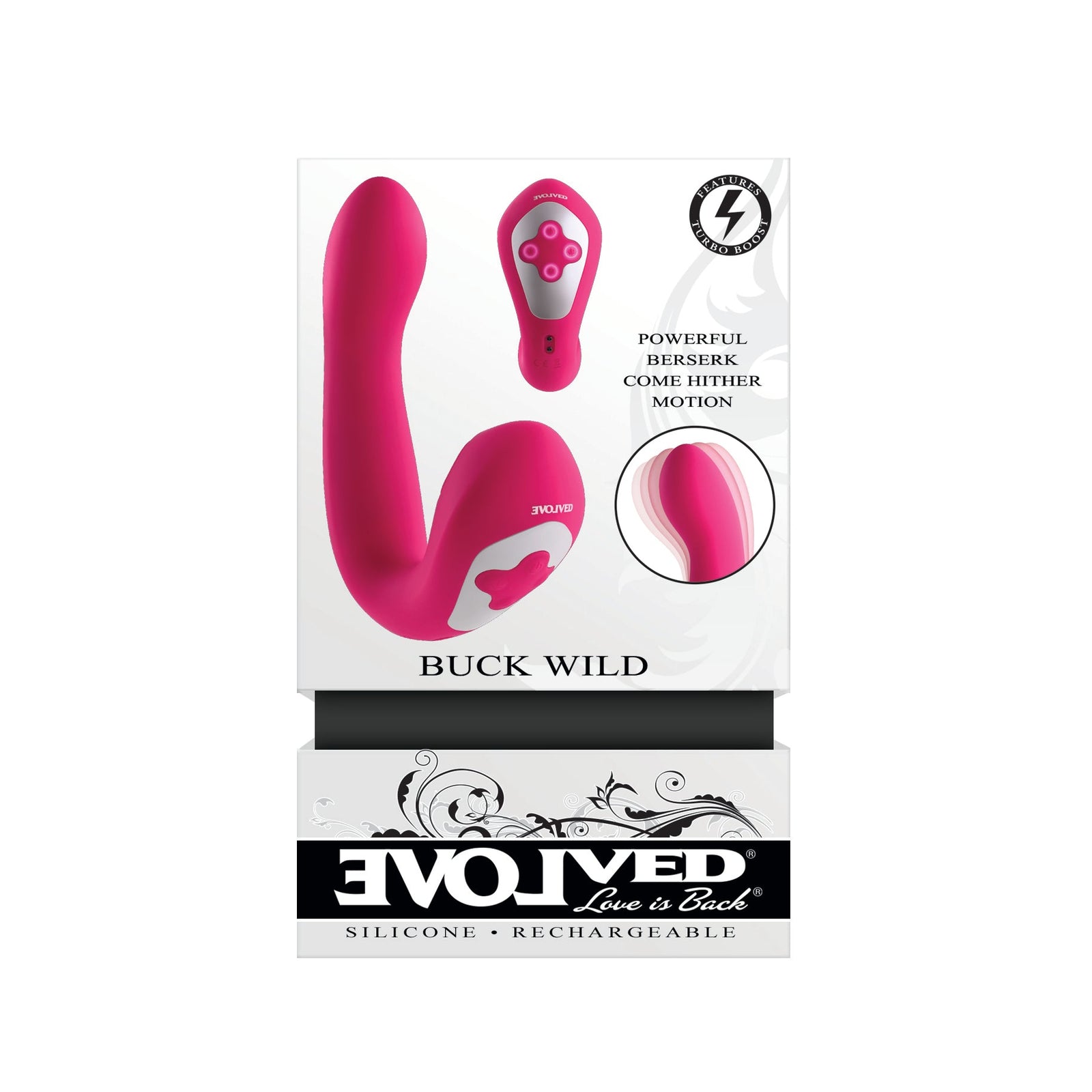 Evolved - Buck Wild Remote Turbo Boost Vibrator (Pink) - Pink - Couple’s Massager (Vibration) Rechargeable