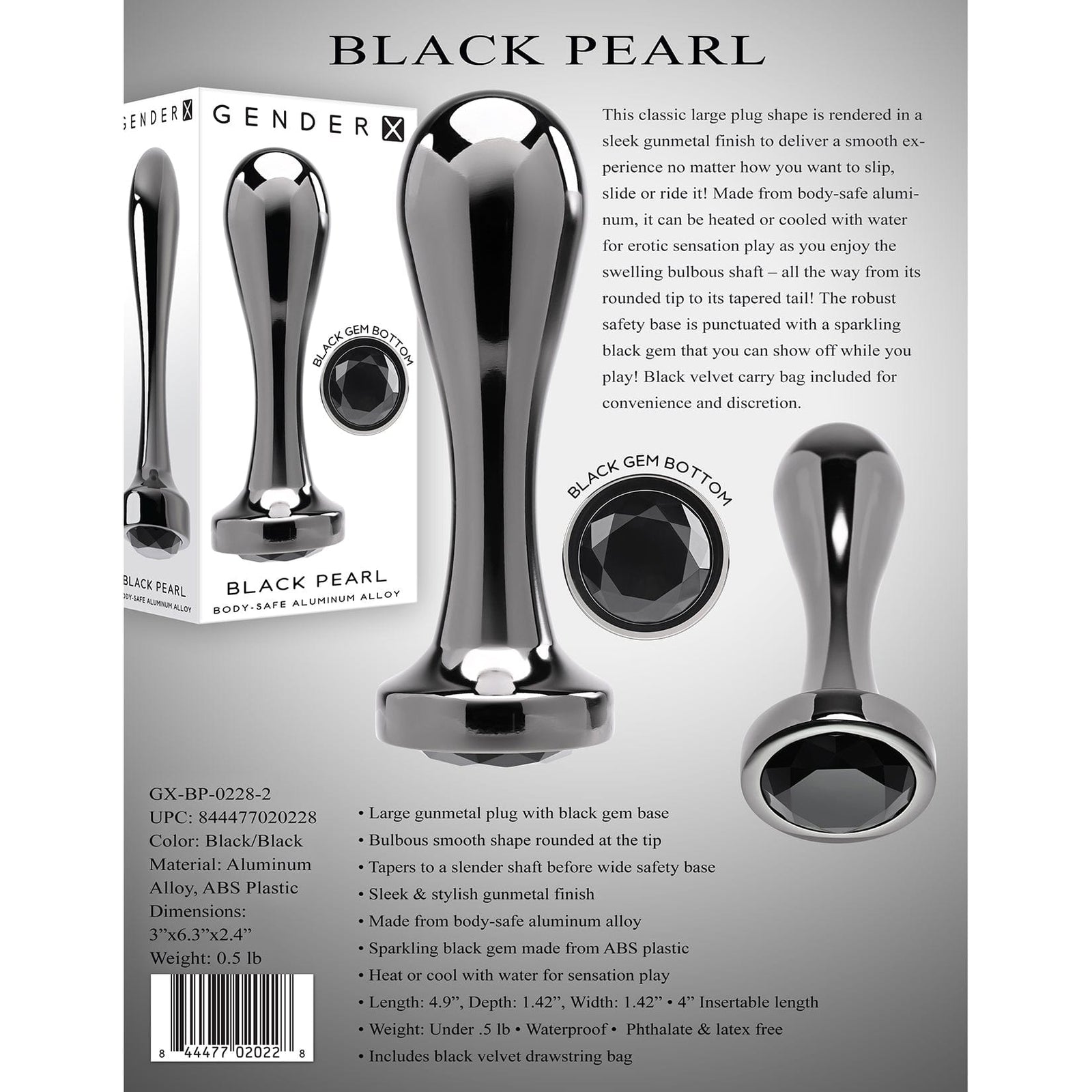 Evolved - Gender X Black Pearl Vibrating Anal Plug (Black) Anal Plug (Vibration) Rechargeable 844477020228 CherryAffairs