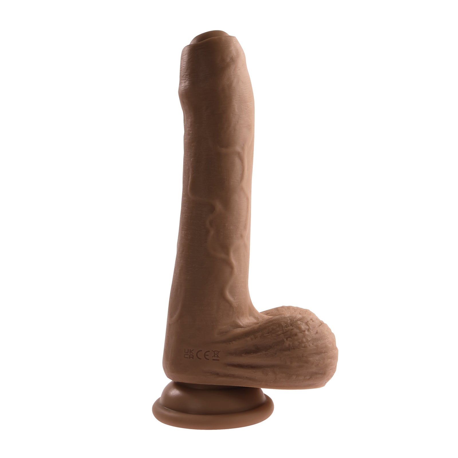 Evolved - Peek A Boo Uncircumcised Realistic Vibrating Dildo 8’’ - Brown - Realistic Dildo with suction cup (Vibration)