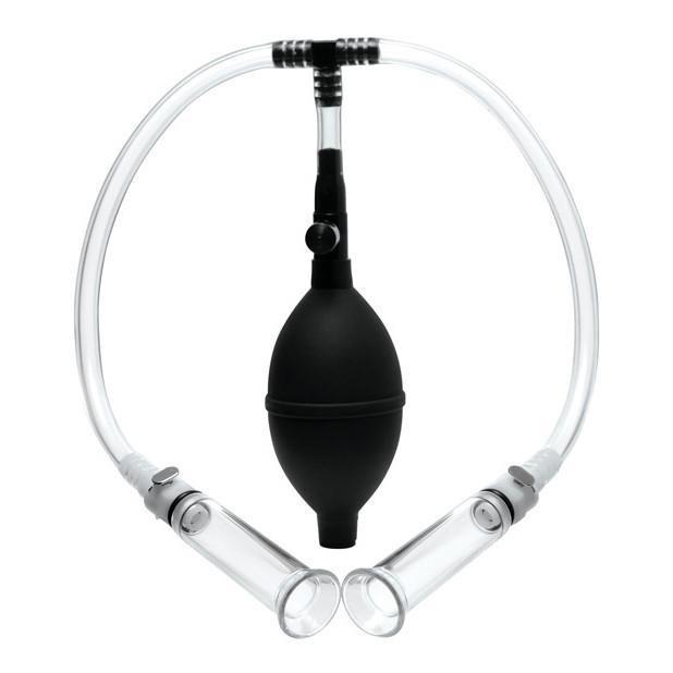 XR - Size Matters Nipple Pumping System with Dual Cylinders (Black) Nipple Pumps (Non Vibration) - CherryAffairs Singapore