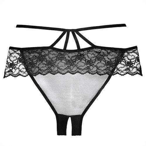 Allure Lingerie - Adore Angel Crotchless Panty O/S (Black) Lingerie (Non Vibration)