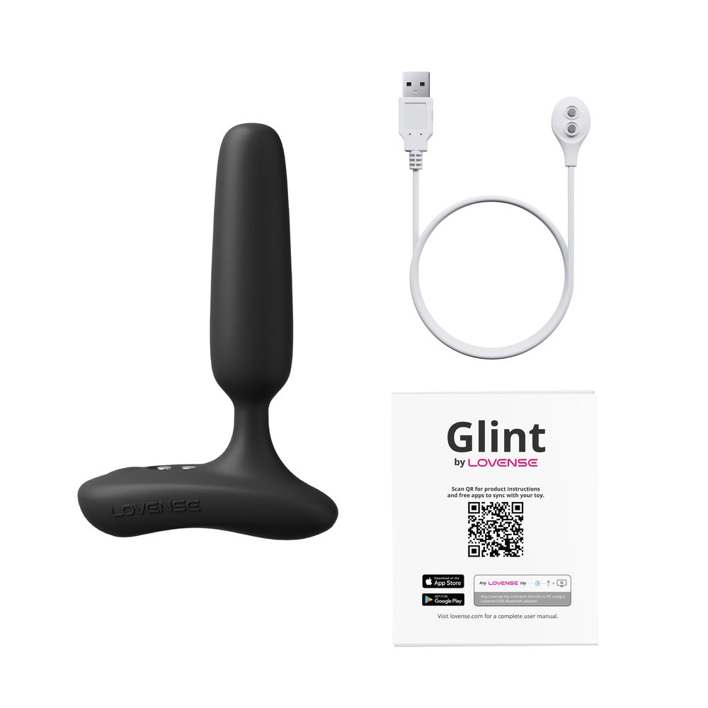 Lovense - Glint Nút Bịt Hậu Môn Điều Khiển Bằng Ứng Dụng, Phản Hồi Cảm Ứng (Đen)