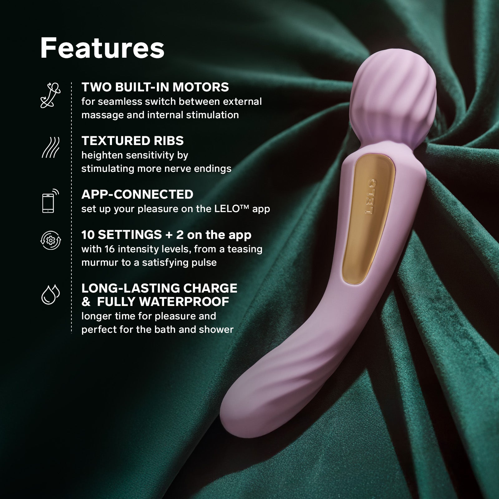LELO - Switch App-Controlled Double Sided Wand Massager Vibrator