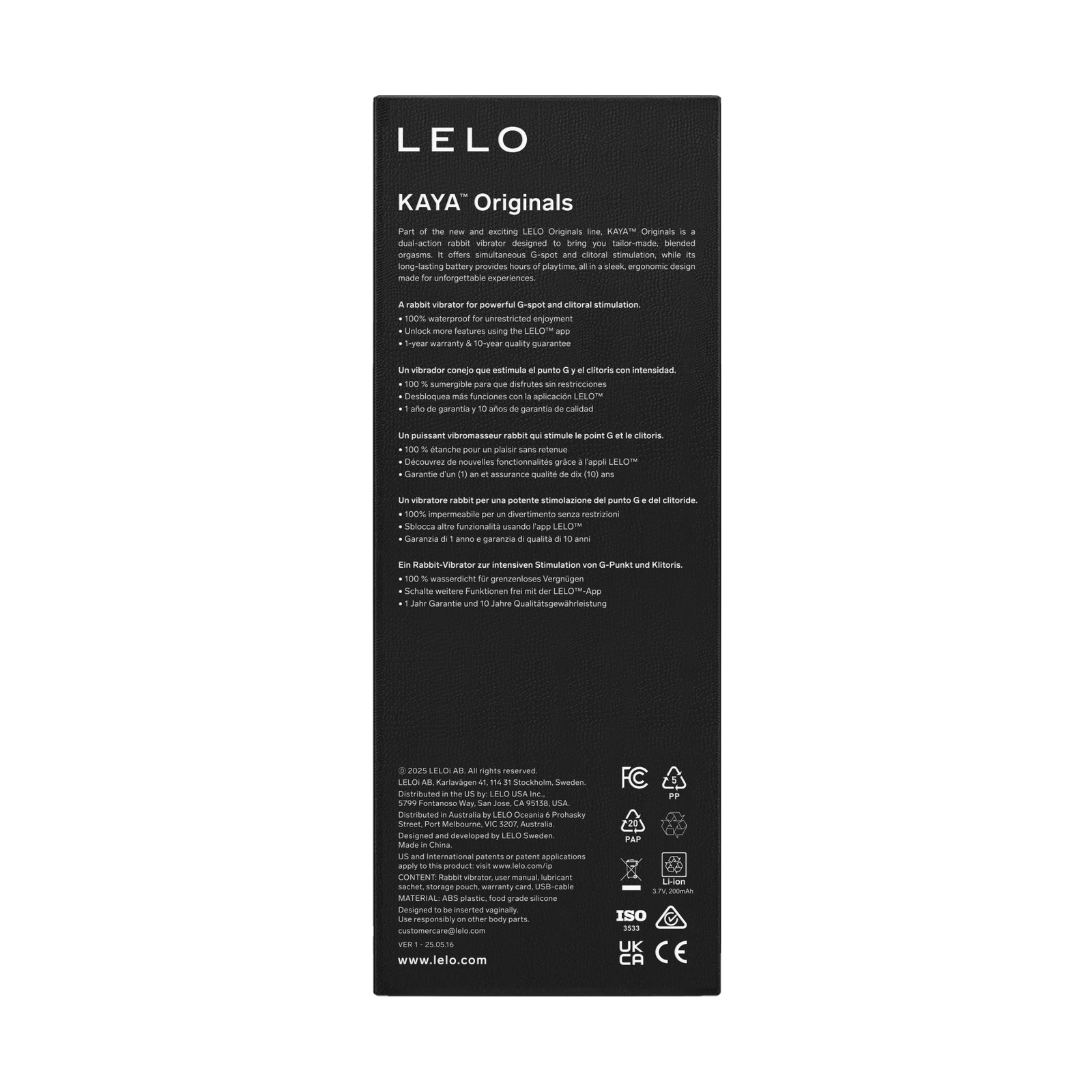LELO - Originals KAYA App-Controlled Rabbit Vibrator (Purple)