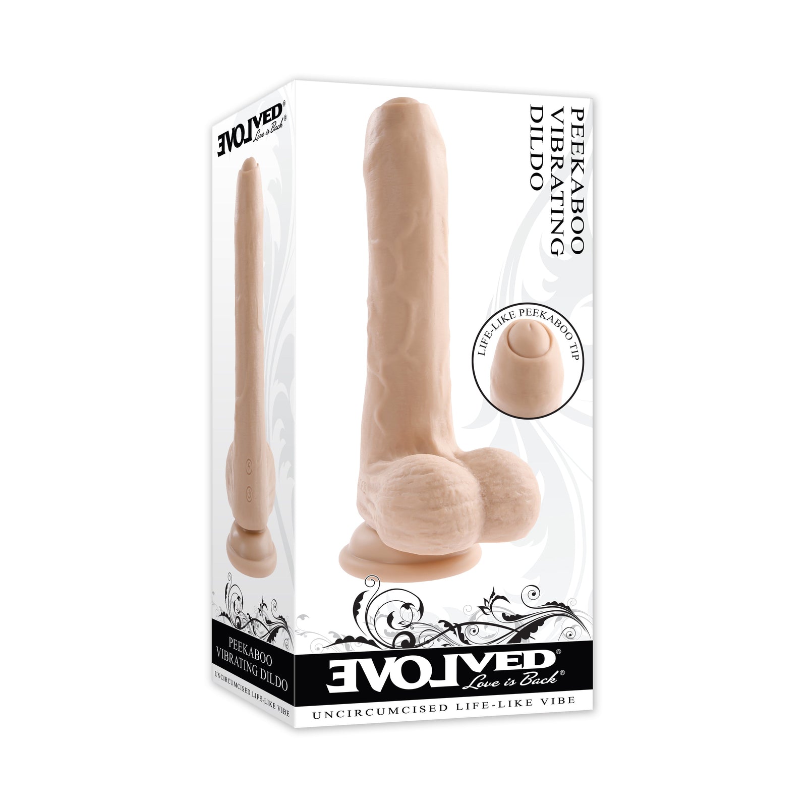 Evolved - Peek A Boo Uncircumcised Realistic Vibrating Dildo 8’’ - Realistic Dildo with suction cup (Vibration)