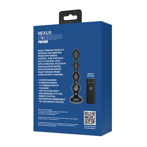 Nexus - Tornado Probe Remote Control Rotating Vibrating Anal Beads (Black) NE1079 Durio Asia Wholesale