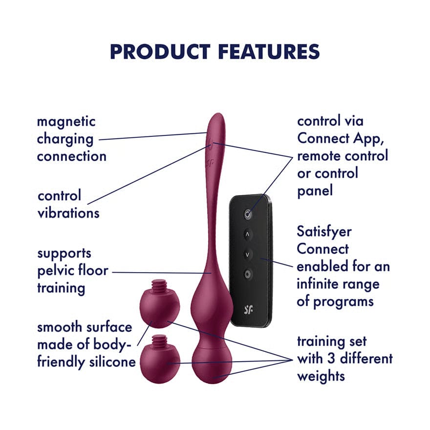 Satisfyer - Love Birds Vary App-Controlled Pelvic Training Kegel Balls (Berry) STF1306 Durio Asia Wholesale