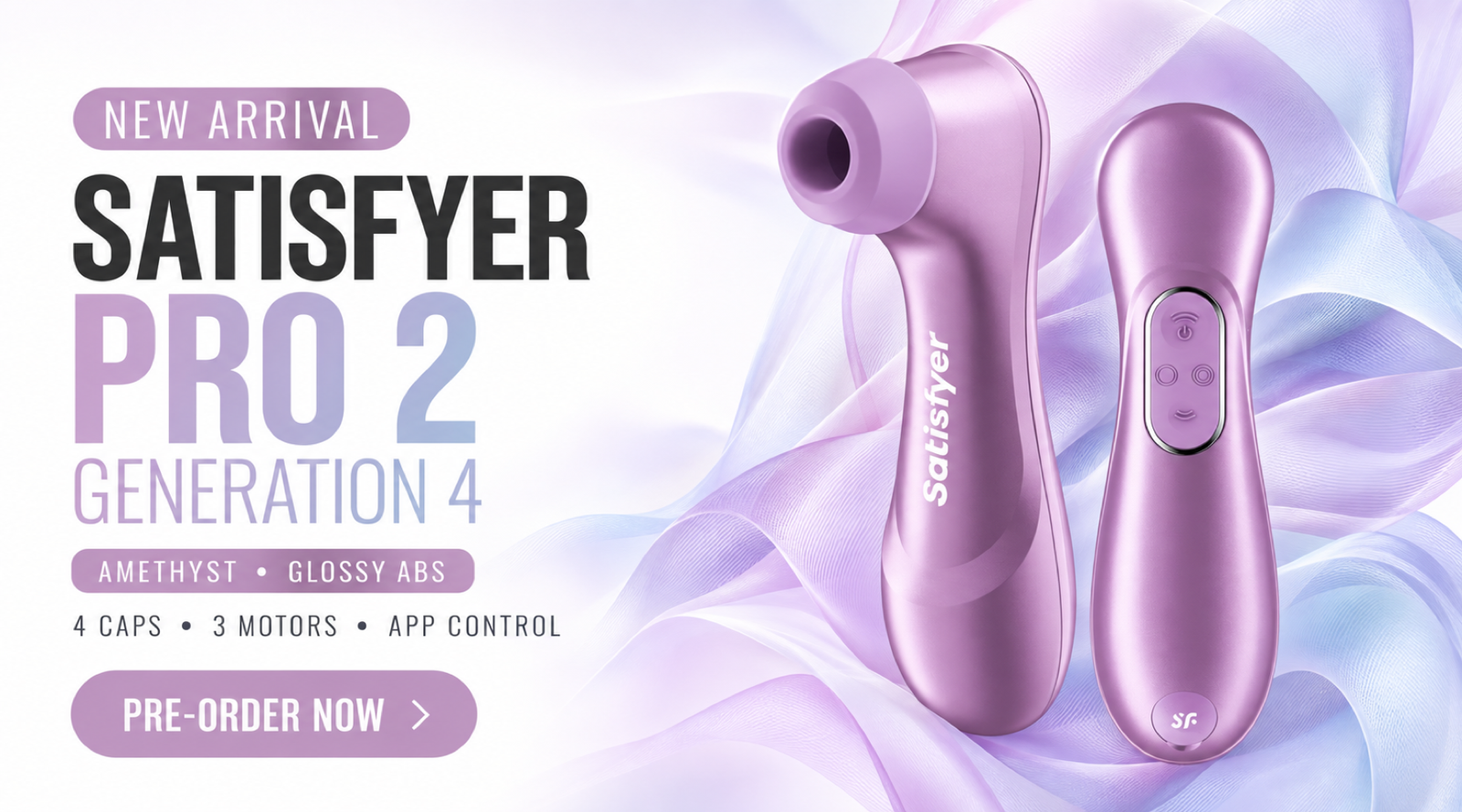 Satisfyer - Pro 2 Generation 4 Connect App Clitoral Air Pulse Stimulator (Amethyst)