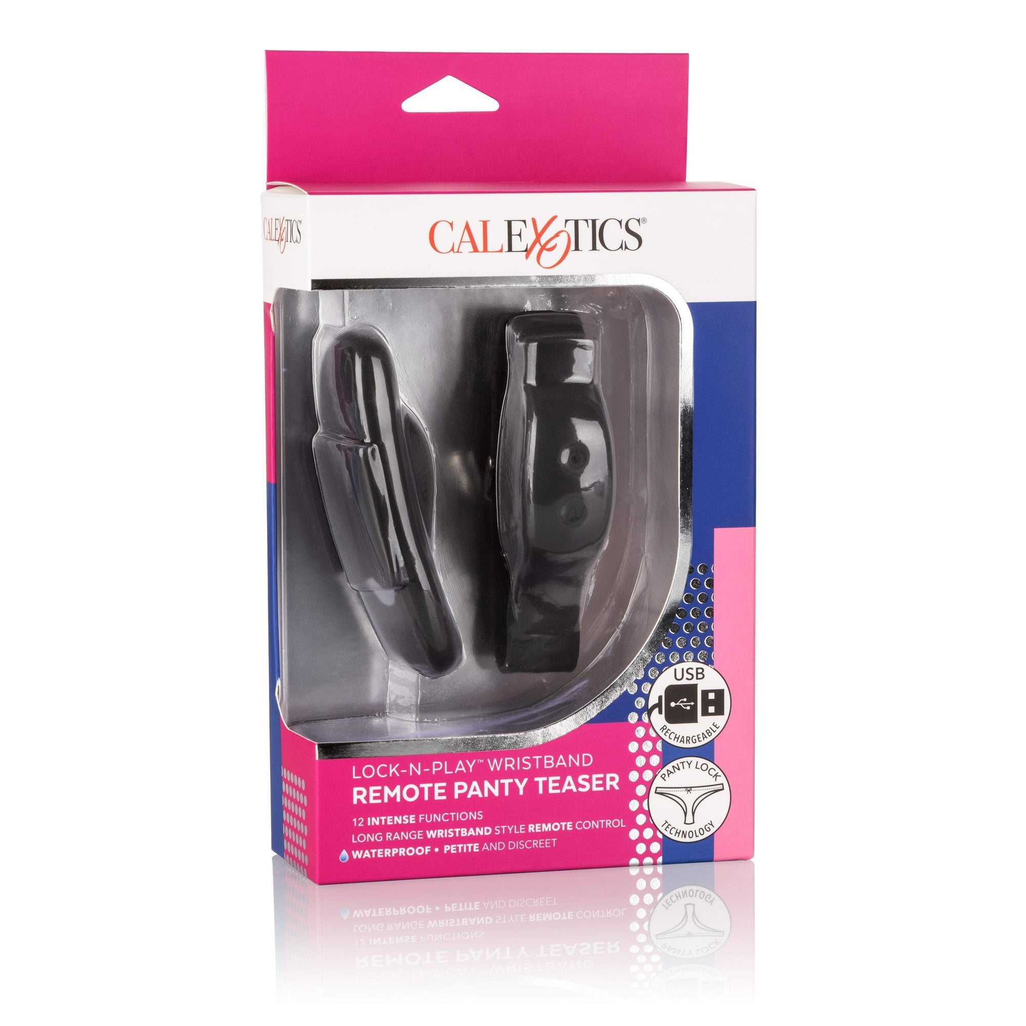 California Exotics - Lock-N-Play Wristband Remote Panty Vibrator (Black) Panties Massager Remote Control (Vibration) Rechargeable