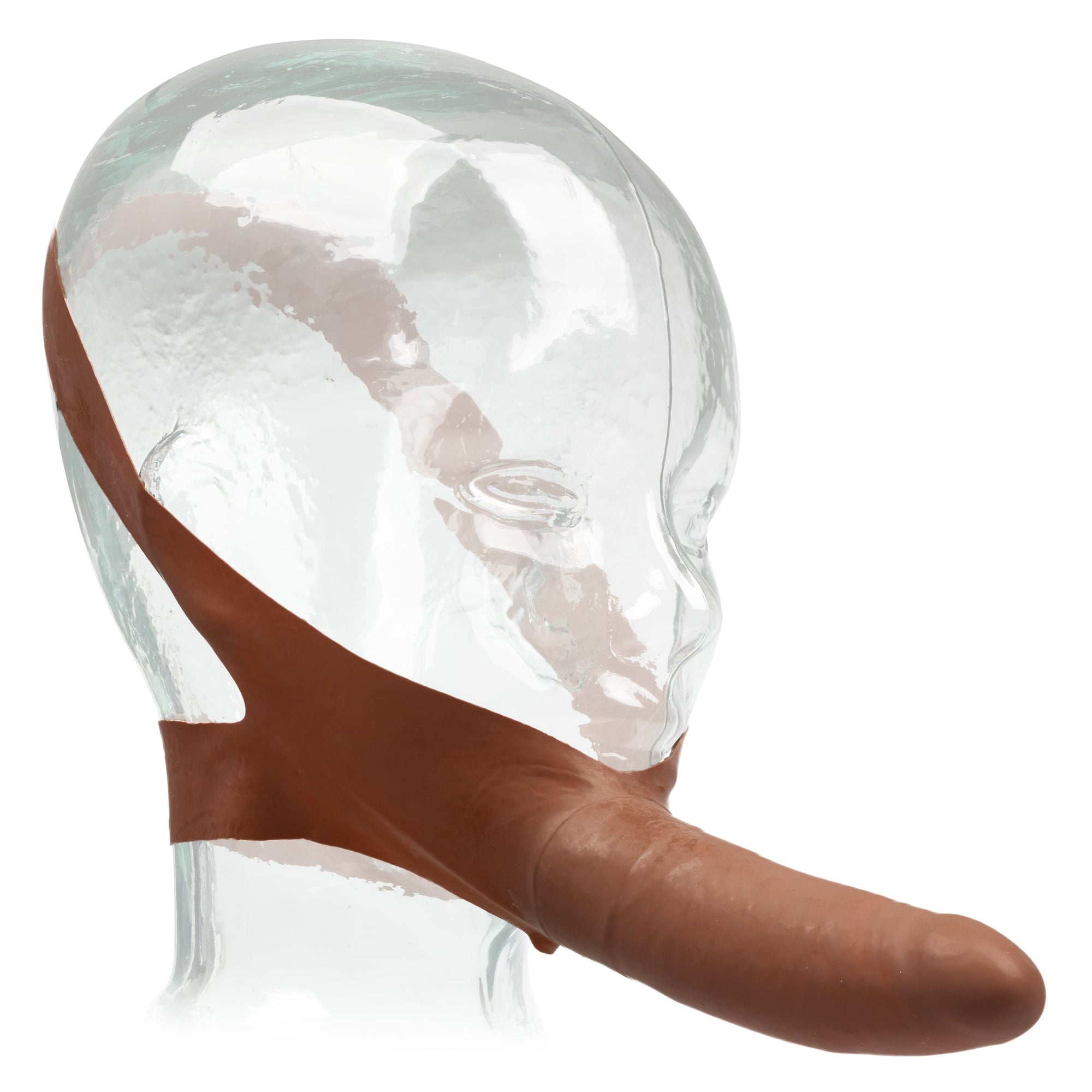 California Exotics - The Original Accommodator Latex Dong Mouth Strap On (Brown) Strap On with Non hollow Dildo for Female (Non Vibration) 716770101822 CherryAffairs