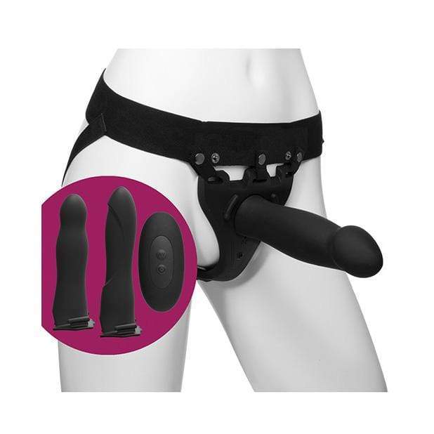 Doc Johnson - Body Extensions Be Naughty Vibrating 4 Piece Strap On Set (Black) Strap On with Hollow Dildo for Male (Non Vibration) Durio Asia