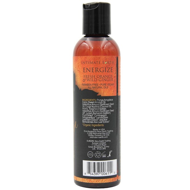 Intimate Earth - Energize Aromatherapy Massage Oil 120 ml (Fresh Orange & Wild Ginger) Massage Oil 854397006110 CherryAffairs