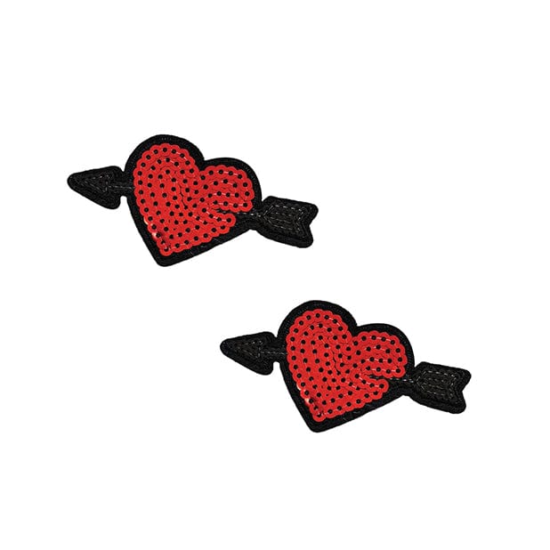 Neva Nude - Sequin Arrow Heart Pasties Nipple Covers O/S (Red) Nipple Covers 689855877120 CherryAffairs