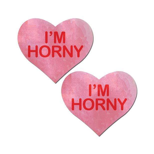 Pastease - I'm Horny Heart Pasties (Pink) Costumes