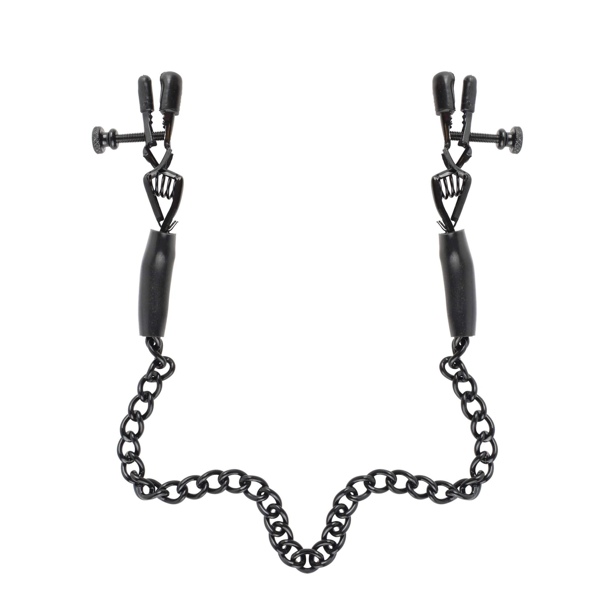 Pipedream - Fetish Fantasy Series Adjustable Nipple Chain Clamps (Black) Nipple Clamps (Non Vibration) 603912161809 CherryAffairs