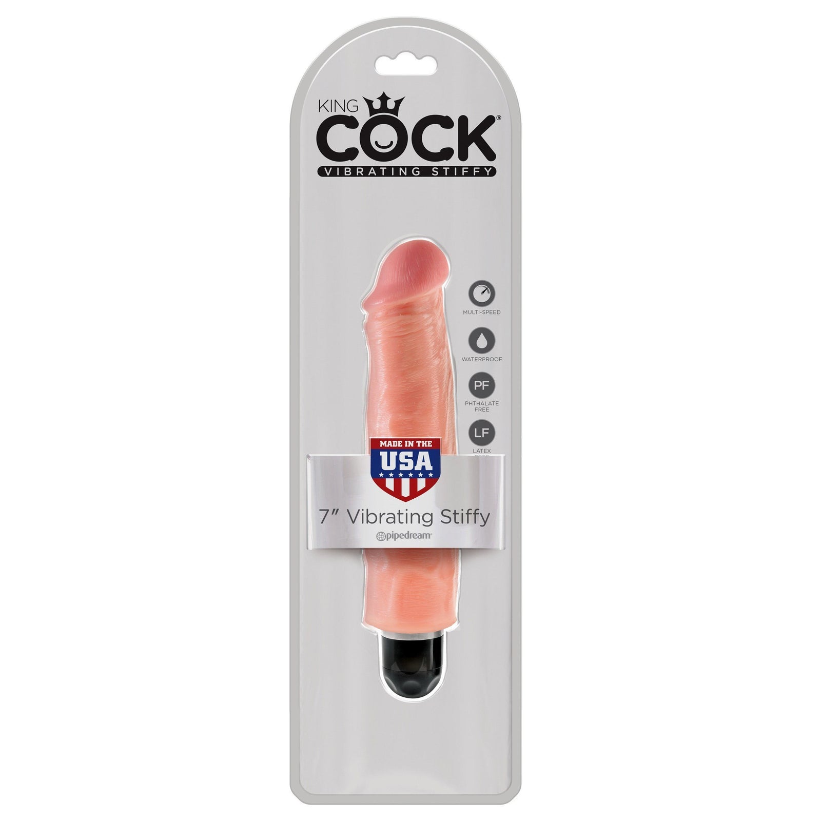 Pipedream - King Cock 7" Vibrating Stiffy Cock (Beige) Non Realistic Dildo w/o suction cup (Vibration) Non Rechargeable - CherryAffairs Singapore
