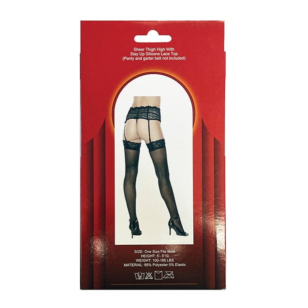 Popsi Lingerie - Silicone Lace Top Thigh High Stockings O/S (Black) Stockings 625955093 CherryAffairs