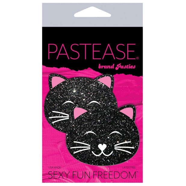 Pastease - Premium Glitter Black Cat Pasties Nipple Covers O/S (Black) Nipple Covers 013189317432 CherryAffairs