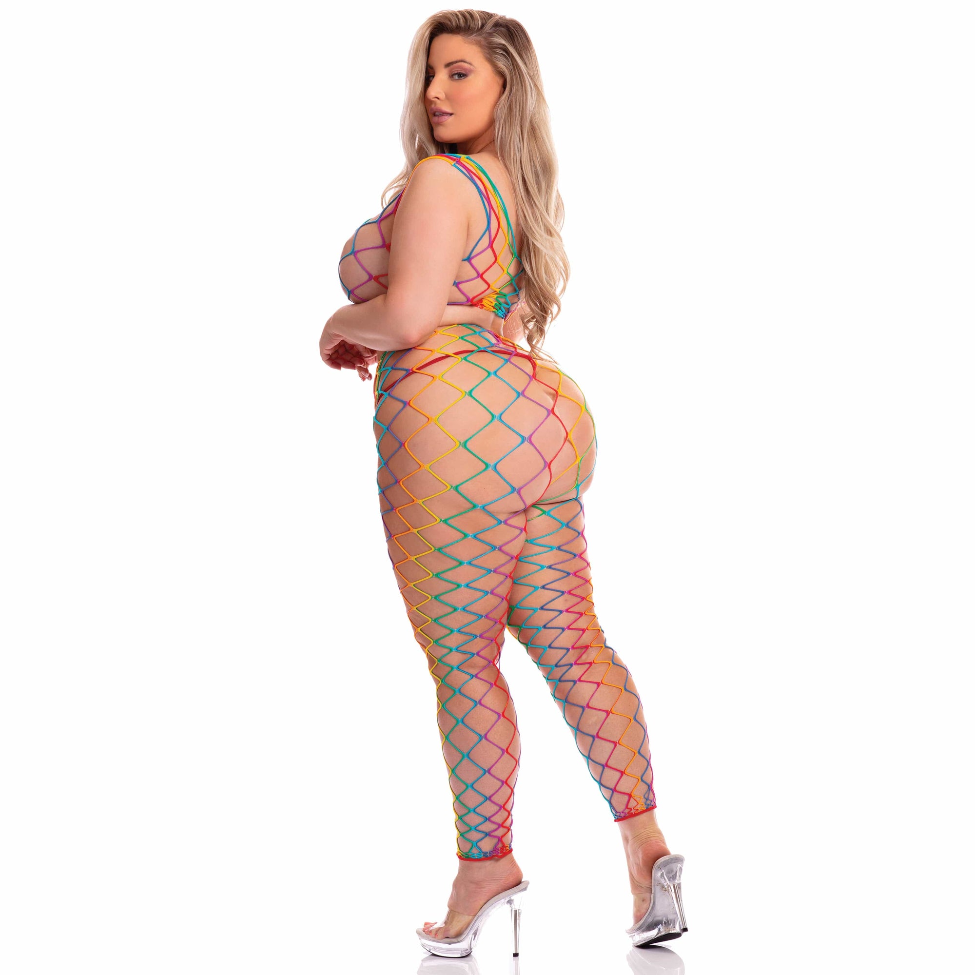Pink Lipstick - Roy G. Biv 2Pc Bodystocking Costume Queen (Multicolor) Bodystockings 017036483400 CherryAffairs