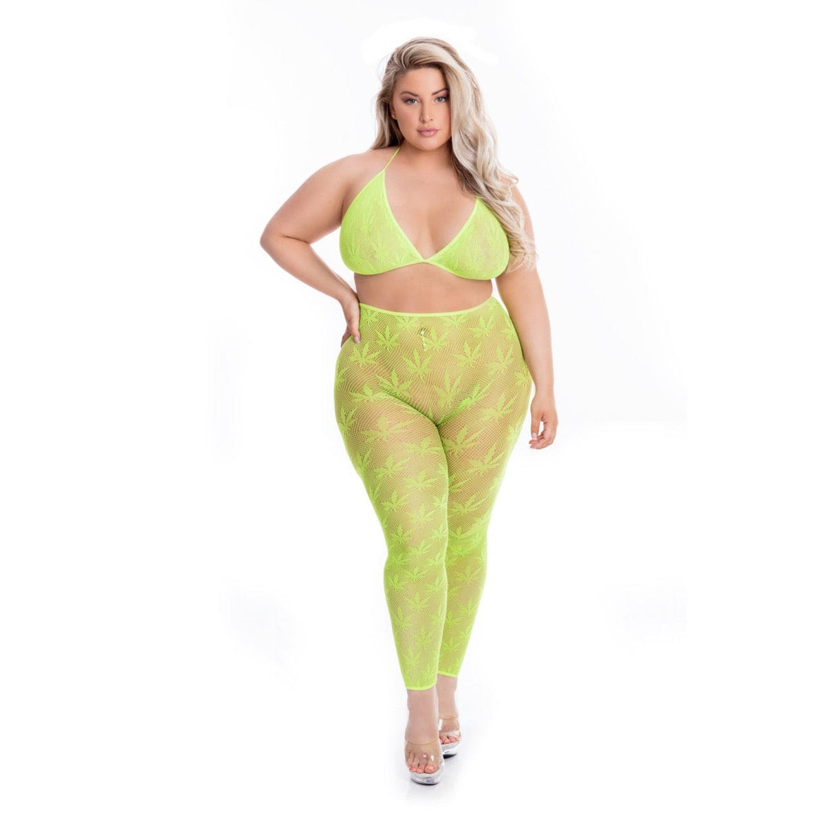Pink Lipstick - All About Leaf Bra Lingerie Set Queen (Green) Lingerie Set 017036486265 CherryAffairs