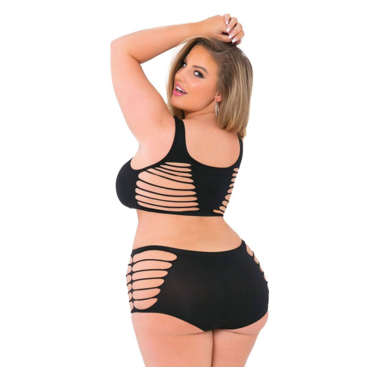 Pink Lipstick - Slash N Dash Seamless Bra Lingerie Set Queen (Black) Lingerie Set 017036929823 CherryAffairs