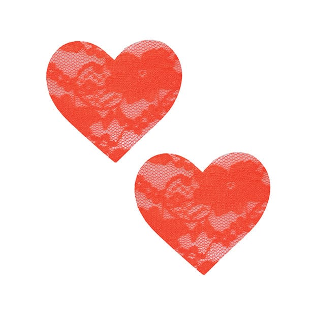 Neva Nude - Black Light Lace Heart Pasties Nipple Covers O/S (Orange) Nipple Covers 045923590597 CherryAffairs