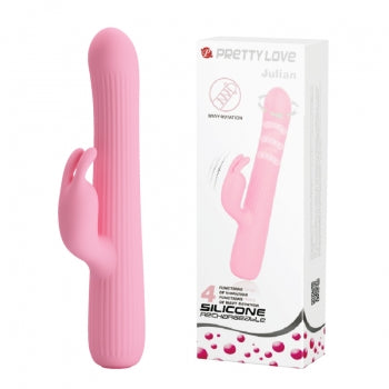 Pretty Love - Julian Vibrating Rotating Rabbit Vibrator (Pink) - Pink - Rabbit Dildo (Vibration) Rechargeable