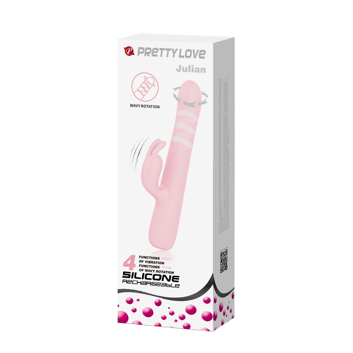 Pretty Love - Julian Vibrating Rotating Rabbit Vibrator (Pink) - Pink - Rabbit Dildo (Vibration) Rechargeable