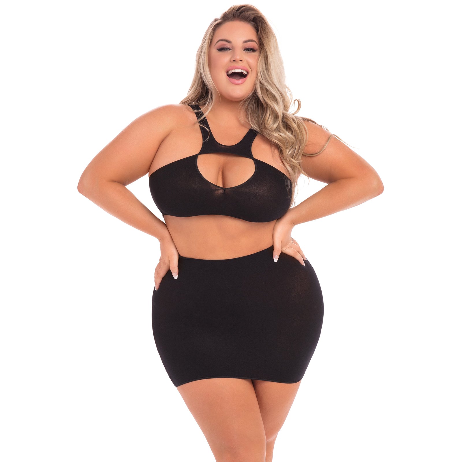 Pink Lipstick - Be Seen 2 Pieces Skirt Set Costume Queen (Black) - Black / Queen - Dresses