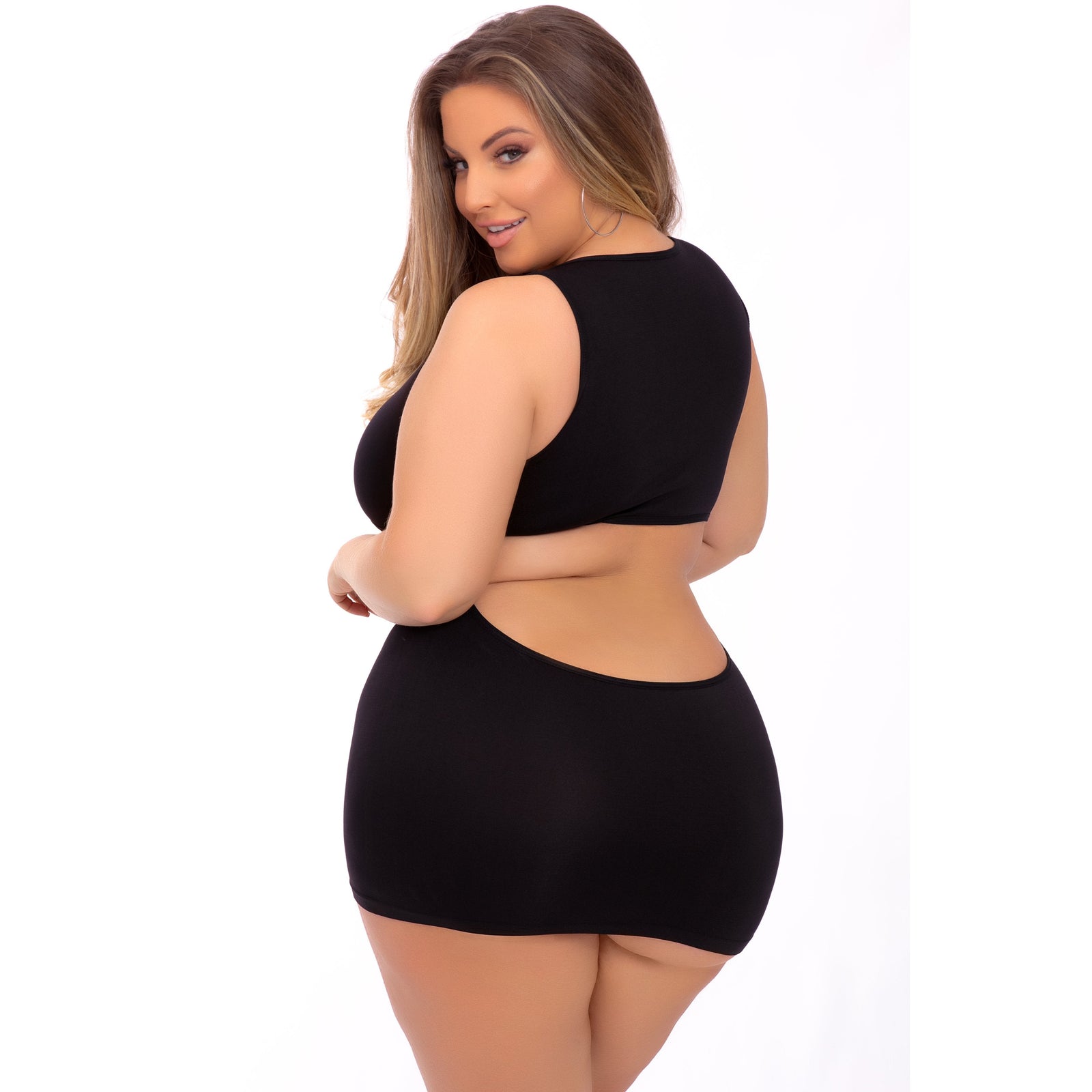 Pink Lipstick - Hideaway Hottie Seamless Dress Costume Queen (Black) - Black / Queen - Dresses
