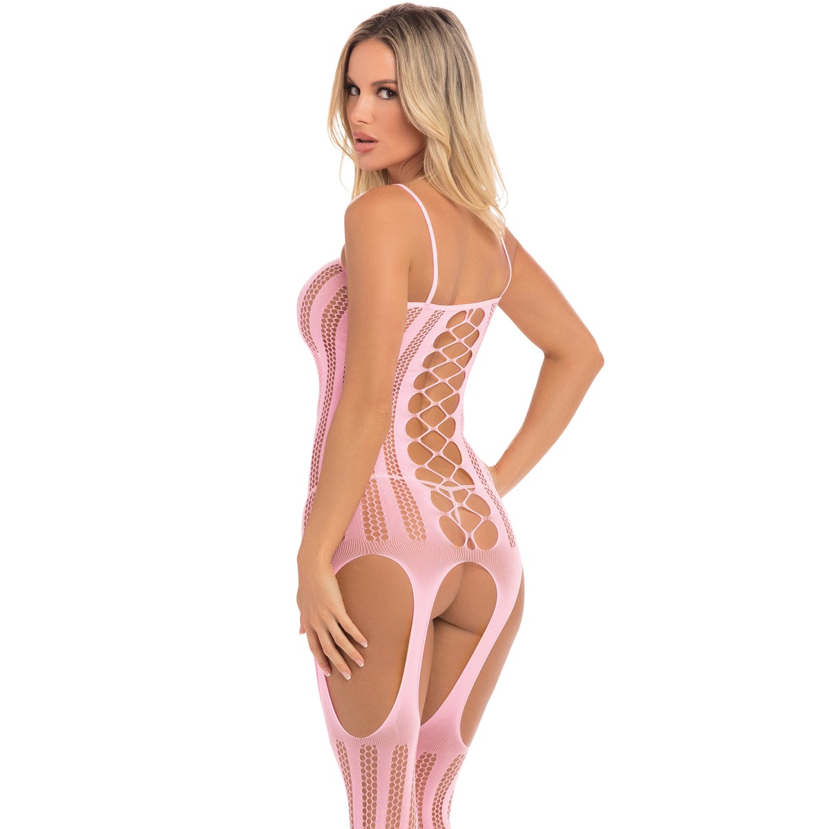 Pink Lipstick - Fake News Bodystocking Costume OS (Pink) - Pink / One Size - Bodystockings