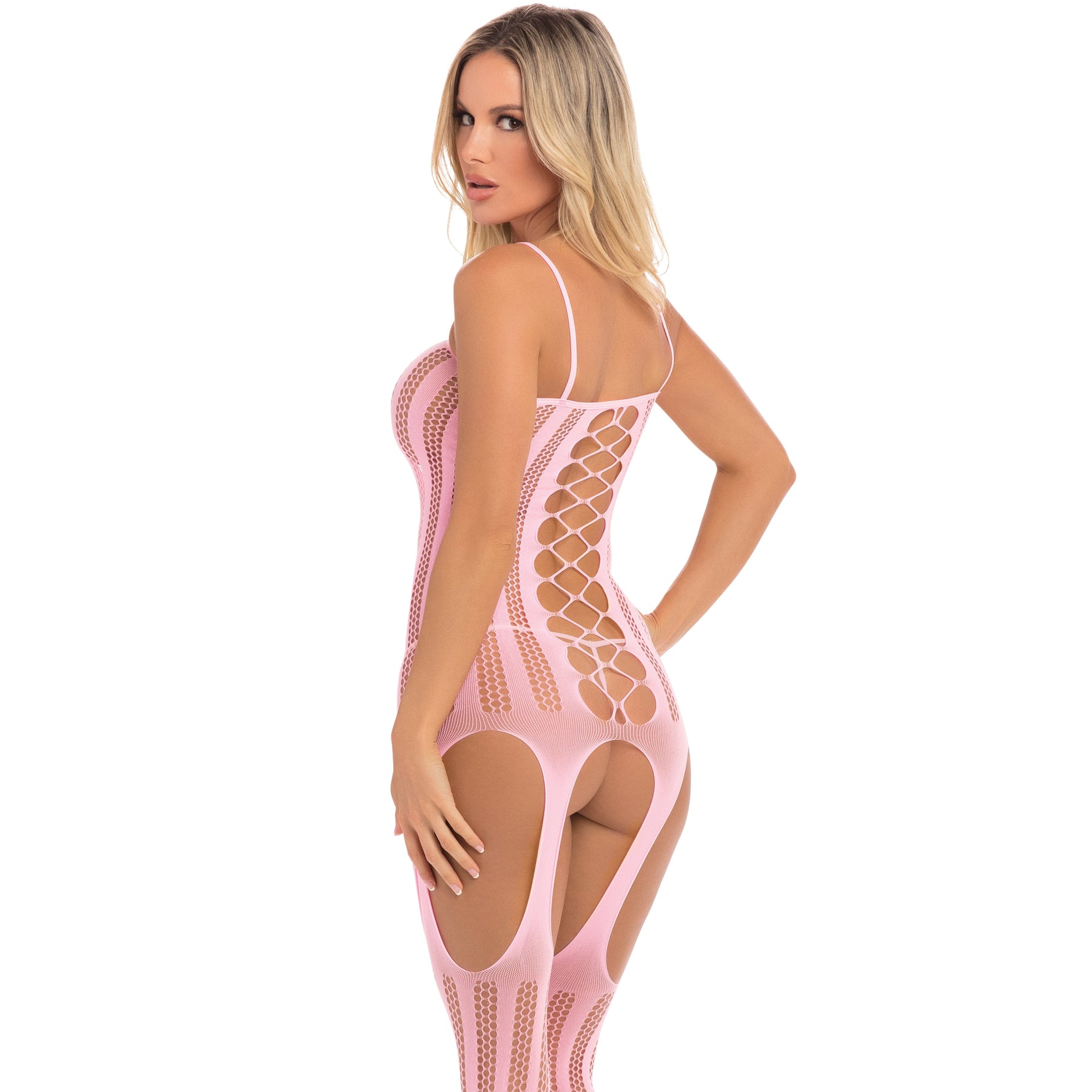 Pink Lipstick - Fake News Bodystocking Costume OS (Pink) - Pink / One Size - Bodystockings