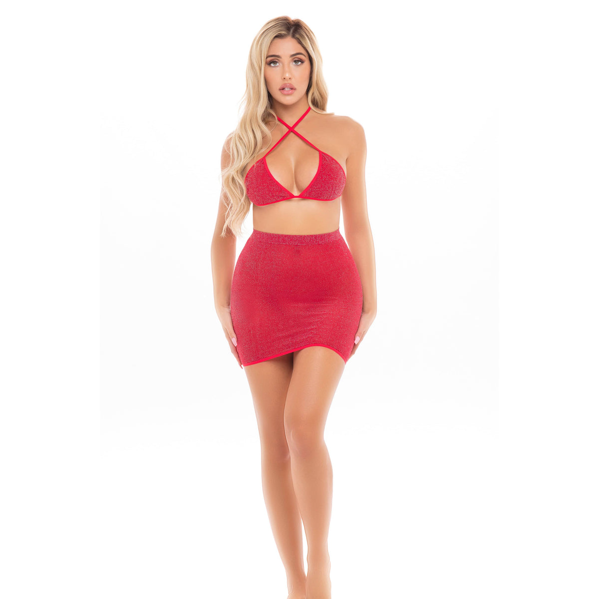 Pink Lipstick - Black Cherry 2Pc Skirt Costume Set O/S (Red) Dresses 0196018134377 CherryAffairs