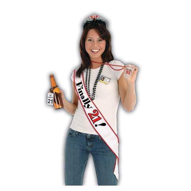 Beistle - Finally 21 Birthday Sash (White) Party Novelties Durio Asia