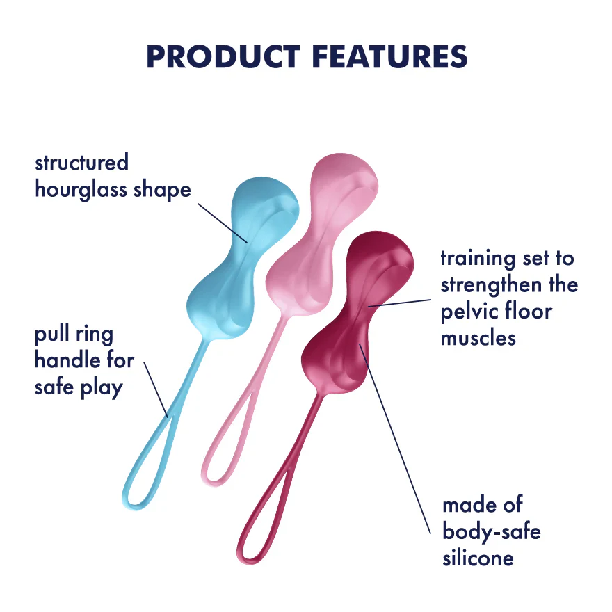 Satisfyer - Power Balls 3 Pieces Kegel Training Set Double (Multi Colour) - Multi Colour - Kegel Balls (Non Vibration)