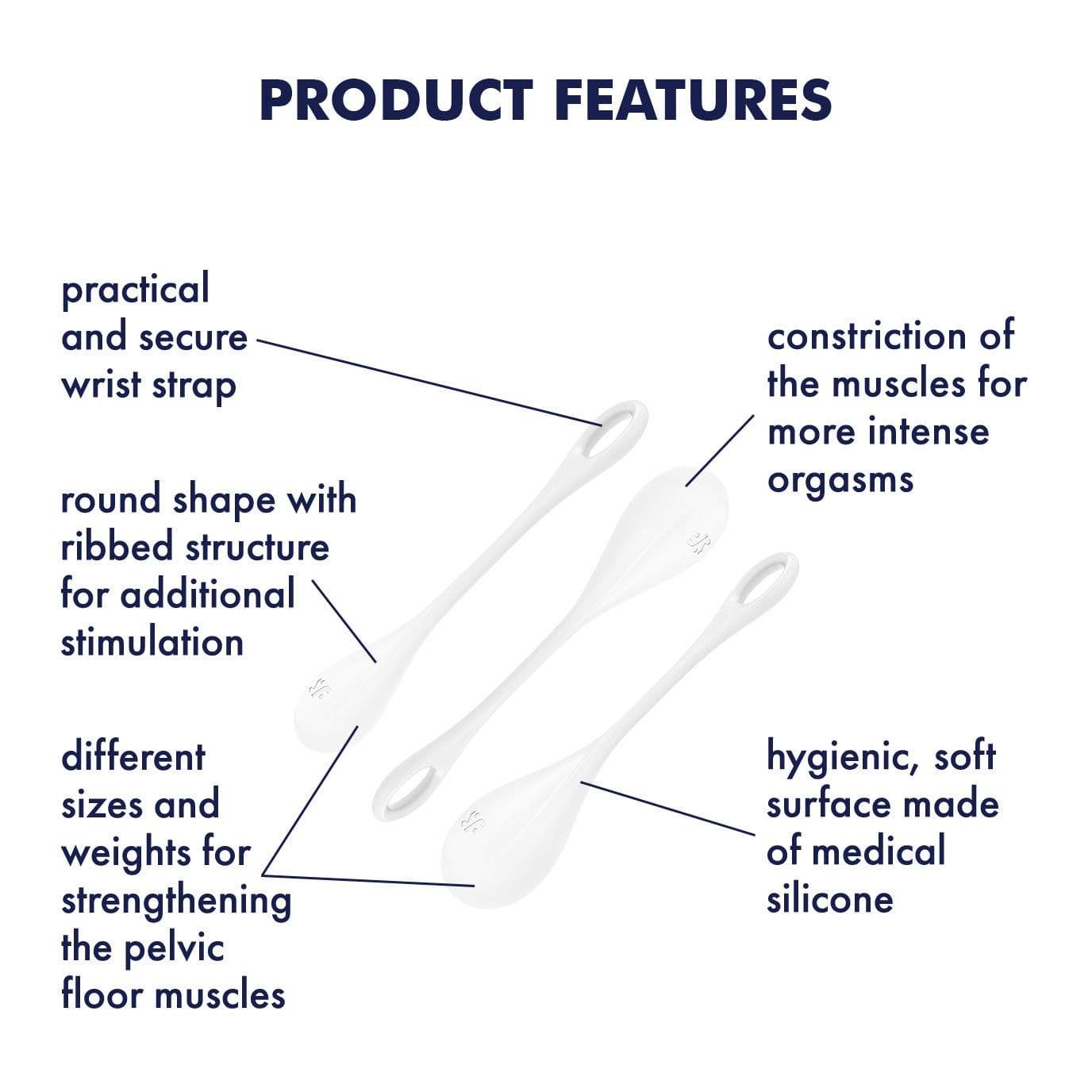 Satisfyer - Yoni Power 1 Silicone Kegel Balls Training Set (White) Kegel Balls (Non Vibration) 4049369043835 CherryAffairs