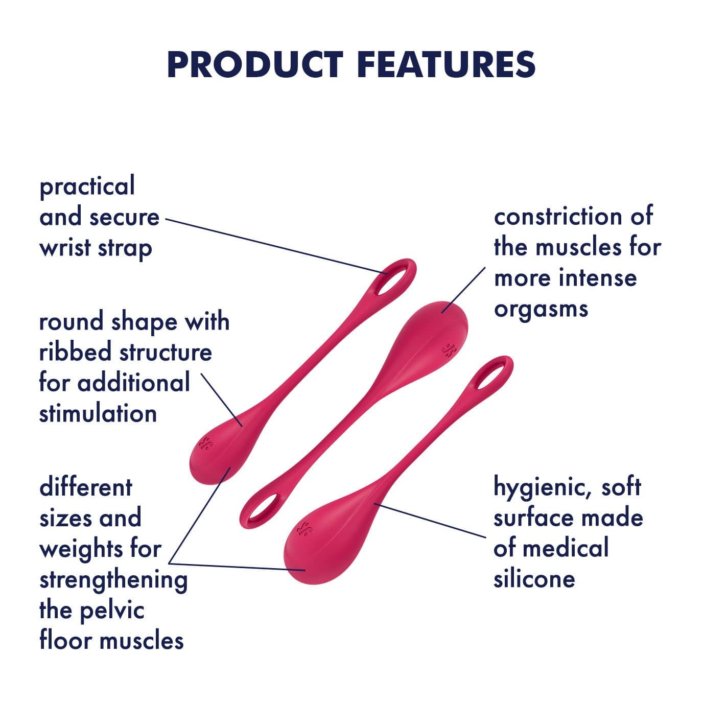 Satisfyer - Yoni Power 1 Silicone Kegel Balls Training Set (Red) Kegel Balls (Non Vibration) 4049369043842 CherryAffairs