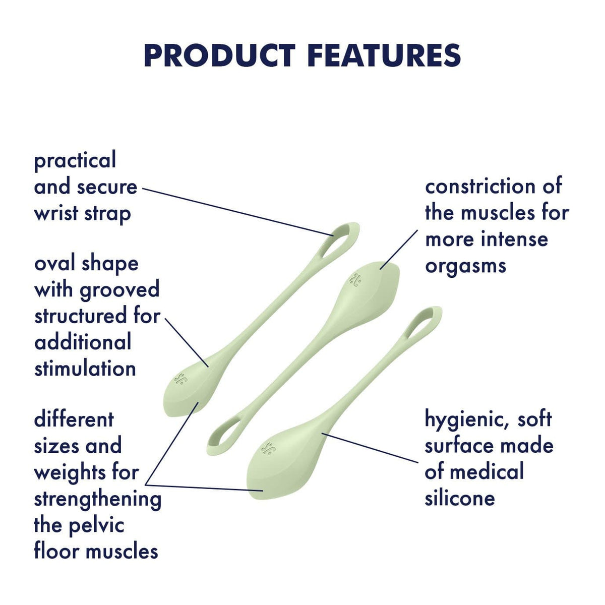 Satisfyer - Yoni Power 2 Silicone Kegel Balls Training Set (Light Green) Kegel Balls (Non Vibration) 4049369043866 CherryAffairs