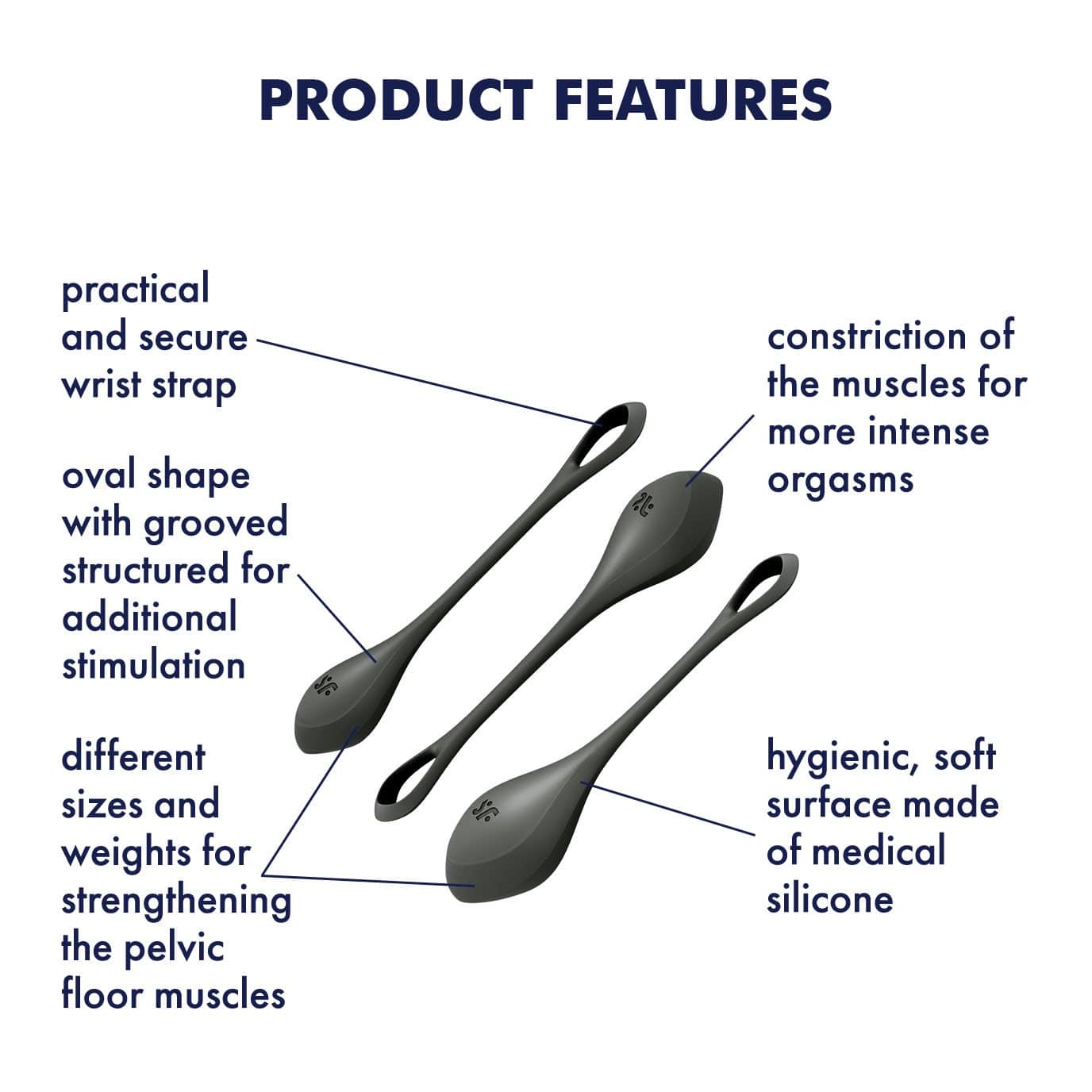 Satisfyer - Yoni Power 2 Silicone Kegel Balls Training Set (Black) Kegel Balls (Non Vibration) 4049369043873 CherryAffairs