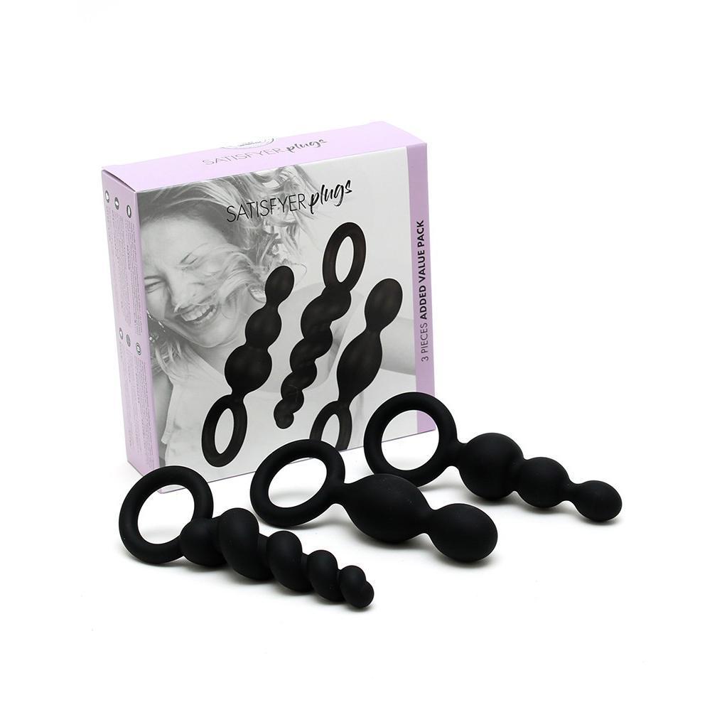 Satisfyer - 3 Pieces Anal Plugs (Black) Anal Beads (Non Vibration) Singapore
