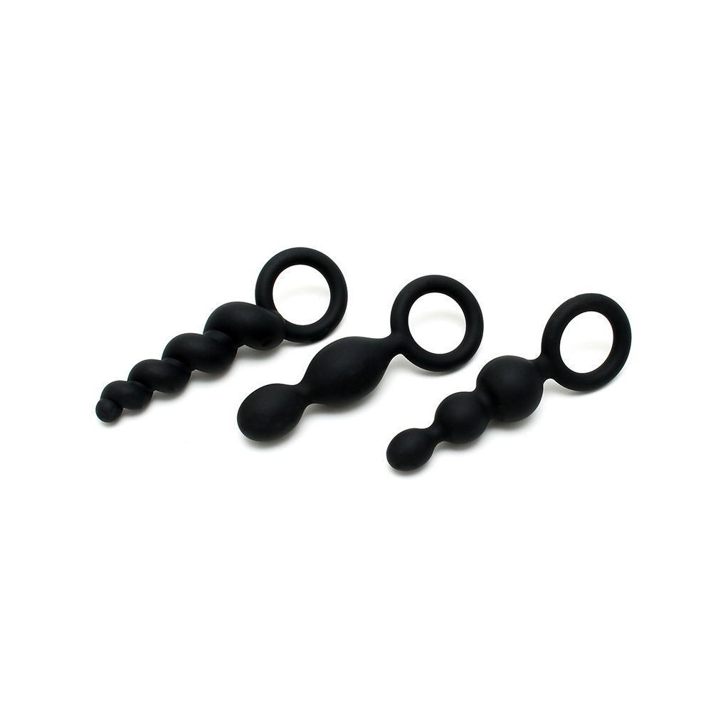 Satisfyer - 3 Pieces Anal Plugs (Black) Anal Beads (Non Vibration) Singapore